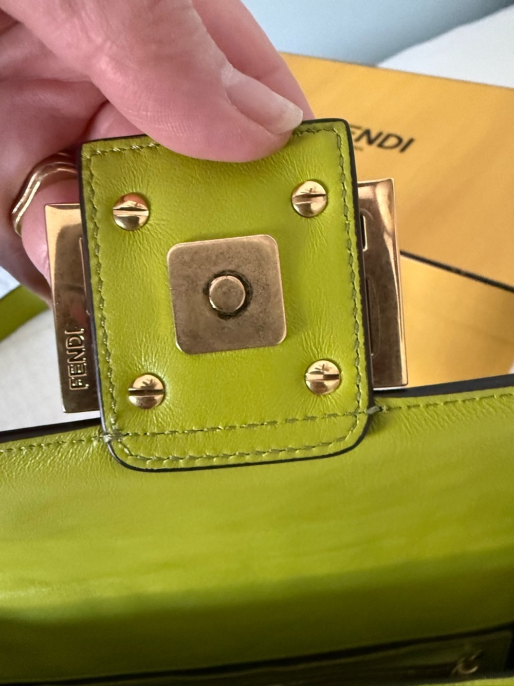 Fendi Lime Green Baguette with Gold Hardware - Picture 7 of 13